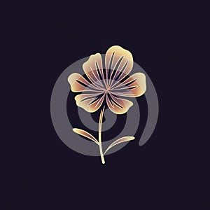 Delicate Gold Flower Icon: Minimalistic Line Logo Of Anemone