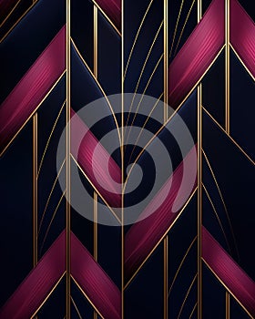 Delicate and graceful wallpaper design, pattern interweaving of dark pink, blue and gold lines, background luxury design