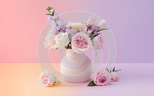 Generative-AI, Soft Pastel Gradient from Blush Pink to Lavender photo