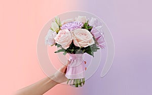 Generative-AI, Soft Pastel Gradient from Blush Pink to Lavender photo