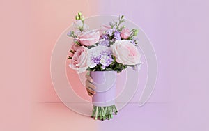 Generative-AI, Soft Pastel Gradient from Blush Pink to Lavender photo