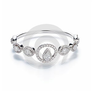 Delicate Halo Cuff Bracelet With Drop-shaped Diamonds In 18k White Gold