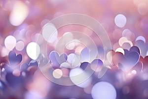 delicate hearts in bokeh, set against a dreamy background of lights gracefully blurred