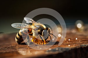 Delicate Honeycomb and Busy Bees. Generative AI