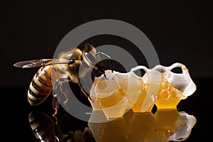 Delicate Honeycomb and Busy Bees. Generative AI