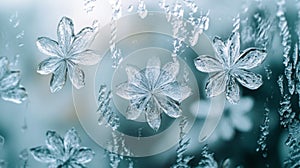 Delicate Ice Flower Frost Patterns on Window