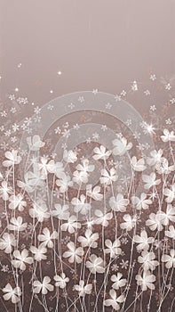 Delicate illustration of small white flowers with pink nuances. photo
