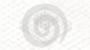 Isometric Architectural Wireframe Blueprint