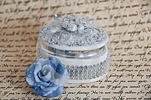 Delicate Jewelry Box with a blue Rose photo