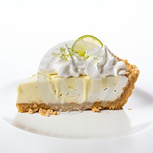 Delicate Key Lime Pie Slice: A Real Photo With High-key Lighting