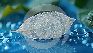 Leaf in Water Droplets
