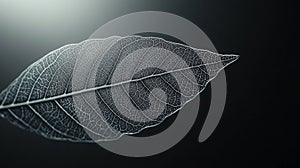 Delicate Leaf Skeleton Against Dark Background