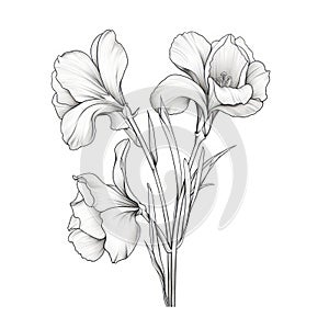 Delicate Line Drawings Of Snapdragon Flowers: Minimalistic And Realistic Illustrations