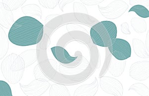Delicate lotus flower petals on white background. Outline vector creative pattern