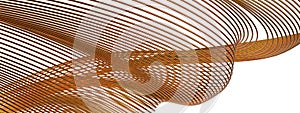 Delicate luxury Isolated Elegant Modern 3D Rendering Abstract Background with Bezier Curves of Golden Thin Metal Lines
