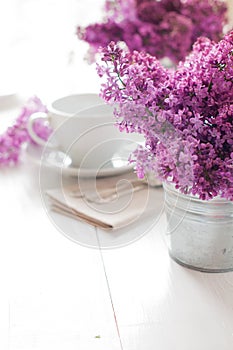 Delicate morning tea table setting