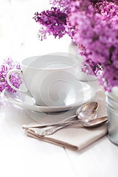 Delicate morning tea table setting