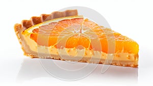 Delicate Orange Pie Slice: A Real Photo With High-key Lighting