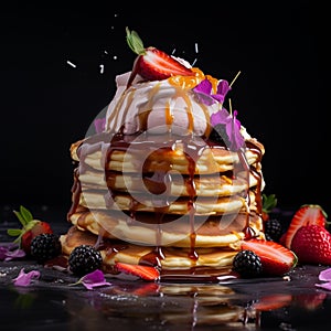 Delicate Pancakes And Pastry Dessert In Justin Bieber\'s Mannerism Style photo