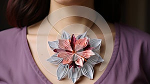 Delicate Paper Flower Pendant Necklace By Kim Kim Designs
