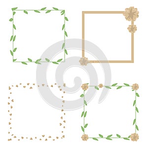 Delicate pastel flowers light pink floral wedding square frame