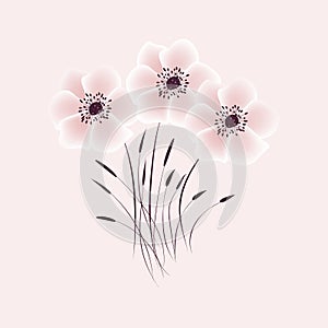 delicate pastel flowers on a pink background