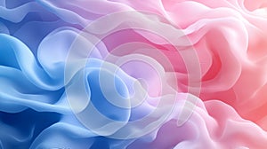 Delicate pastel pink and blue flowing fabric like shapes, blending softness, lightness, and minimalist abstraction for a serene photo