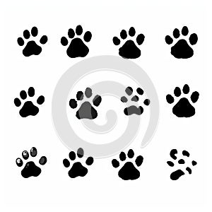 Delicate Paw Print Illustrations: Emphasizing Negative Space