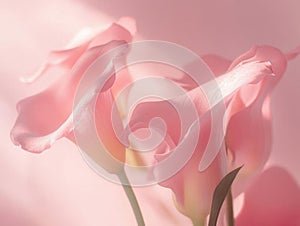Delicate Pink Calla Lilies Bloom in Soft Sunlight, a Symbol of Elegance and Purity