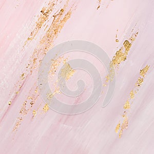 Delicate pink marble background with gold. Place for your design