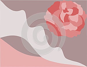 A delicate pink rose flower in pastel colors against a wave background.