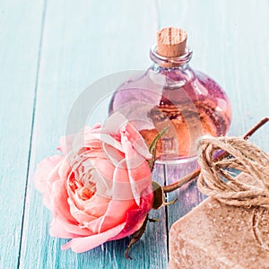 Delicate Pink Rose, Handmade Soap and Aromatic Oil