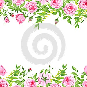 Delicate pink roses floral vector background