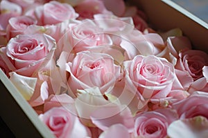 Delicate pink roses in soft light