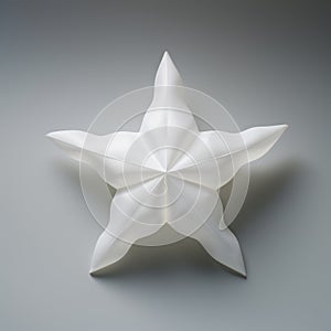 Delicate Porcelain-inspired Paper Star Sculpture On Gray Background
