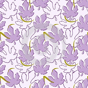 Delicate purple background with fig leaf