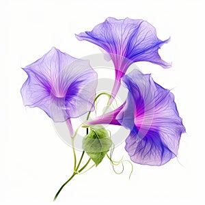 Delicate Purple Flowers: Realistic Brushwork On White Background