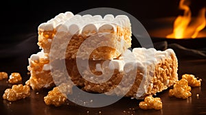 Delicate Rice Krispy Treats With A Golden Hue photo