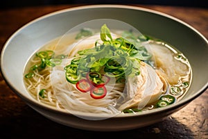 Delicate Rice noodle soup. Generate Ai