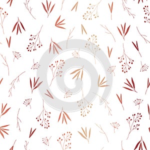 Delicate rose gold fall autumn leaves seamless pattern
