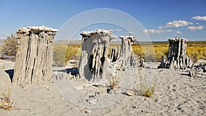 The delicate sand tufas on Navy Beach at Mono Lake, California