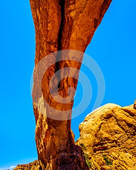 The delicate Sandstone Arch of the North Window Arch, one of the many large Sandstone Arches in Arches National Park