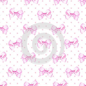 Delicate satin pink bows seamless vector print