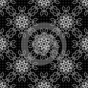 Delicate seamless pattern vintage ethnic ornament on a black background vector illustration