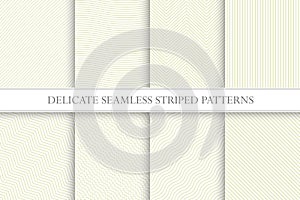 Delicate seamless striped patterns. Fabric textures. Tileable swatches