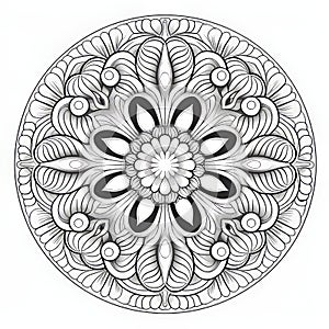 Delicate Shading: Black And White Mandala Design Coloring Page