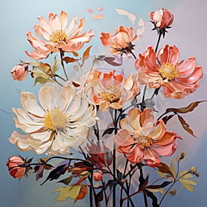 Delicate Shading: A Low Poly Painting Of Flowers In Exquisite Realism