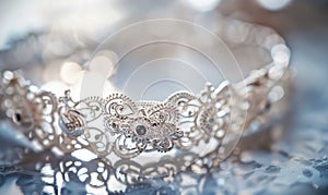 A delicate silver charm bracelet adorned with intricate filigree details