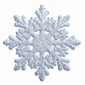Delicate Silver Snowflake Ornament on a Clean White Background