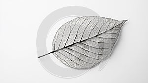 Delicate Skeleton Leaf on White Background